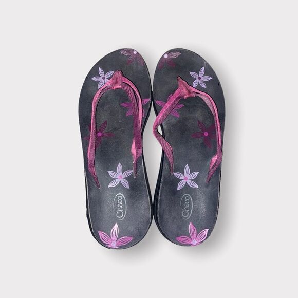 Chaco Pink and Purple Thong Sandals Size 9 - Picture 1 of 5